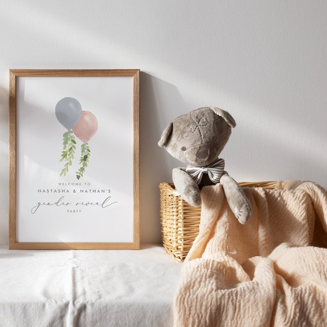 Poster Balões cor-de-rosa e azuis Sêmen Bem-vindo (Criador carregado)