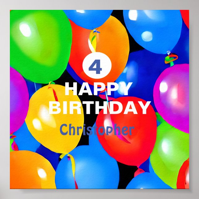 Poster Balões de Aniversário Coloridos (Frente)