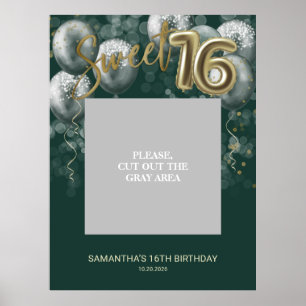 Poster Balões de Aniversário de 16 Anos Dourado Doce Prop