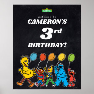 Poster Baloes de Aniversário de 3 anos do Sesame Street