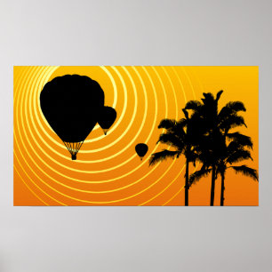 Póster balões de ar quente da luz do sol