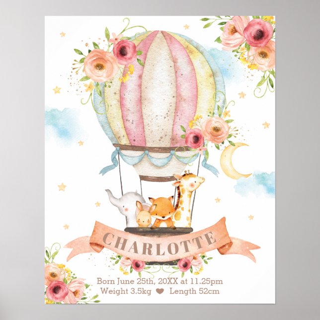 Poster Balões de Ar Quente Floral (Frente)