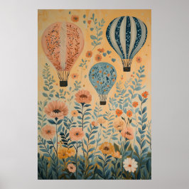 Poster Balões de ar quente flutuantes de 1790