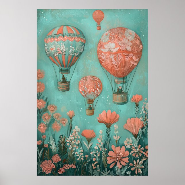 Poster Balões de ar quente flutuantes de 1792 (Frente)