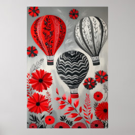 Poster Balões de ar quente flutuantes de 1796