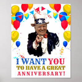 Poster Balões de Celebração do Aniversário de Donald Trum