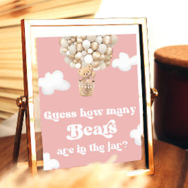 Poster Balões de Urso Rosa-Rosa Adivinham Quantos Ursos