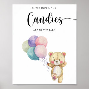 Poster Balões do Urso Teddy - adivinhem quantas canetas
