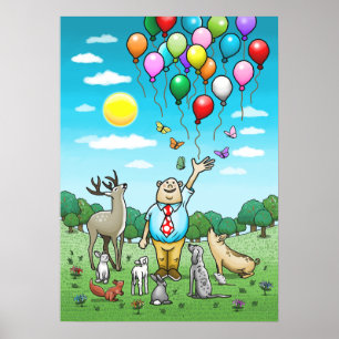 Poster Balões e aniversários, o par perfeito! Cartaz