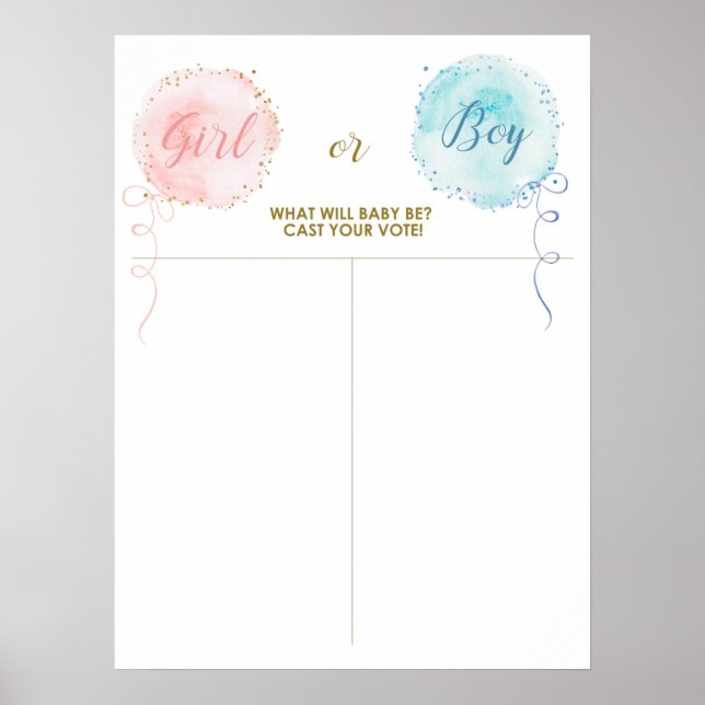 Poster Balões - Faça o seu voto, menina ou menino (Frente)