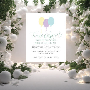 Poster Balões lilases do Pastel primeiro aniversario Temp