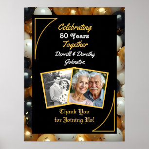 Poster Balões Negros e Dourados 50º Aniversário