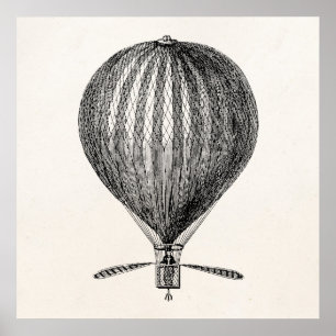 Póster Balões retros do dirigível do balão de ar quent