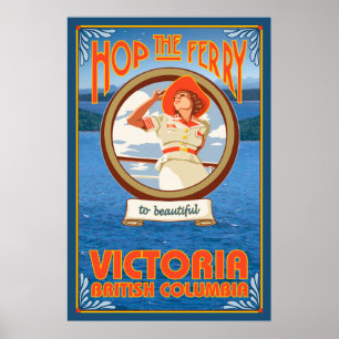 Póster Balsa da equitação da mulher - Victoria, BC Cana