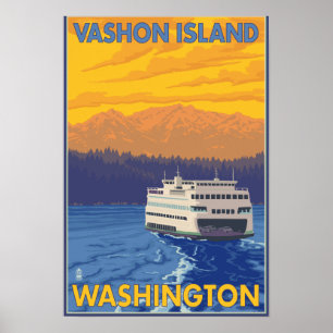 Póster Balsa e montanhas - ilha de Vashon,