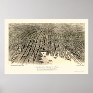 Poster Baltimore, mapa panorâmico da DM - 1912