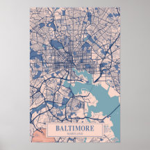 Baltimore Maryland EUA Mapa da Cidade Ventilada Vi