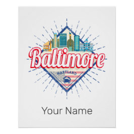 Póster Baltimore Maryland United States Skyline Vintage