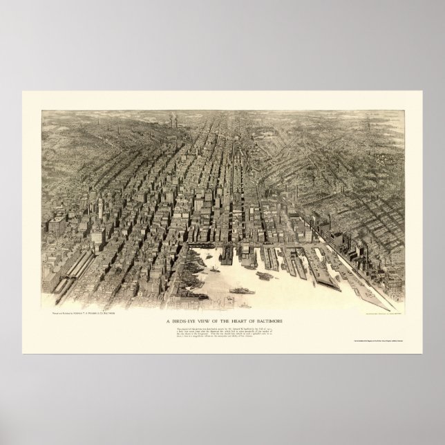 Poster Baltimore, MD Panorâmica Map - 1912 (Frente)