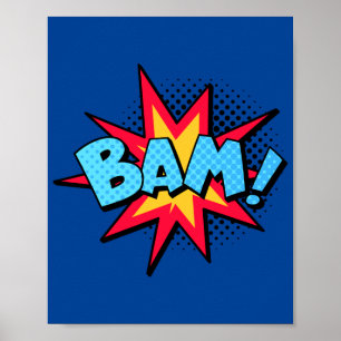 Poster Bam! Burst Dinâmico de Quadrinhos de Arte Pop