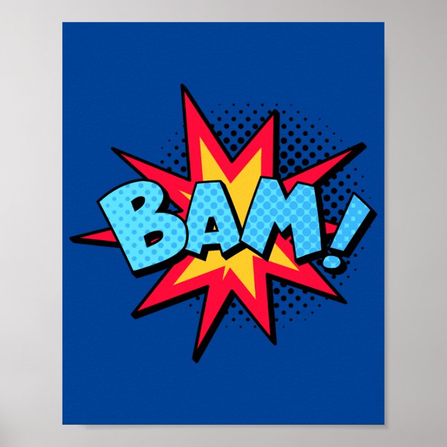 Poster Bam! Burst Dinâmico de Quadrinhos de Arte Pop (Frente)