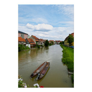 Póster Bamberg Baviera Rio Regnitz Efeito de Pintura Arte