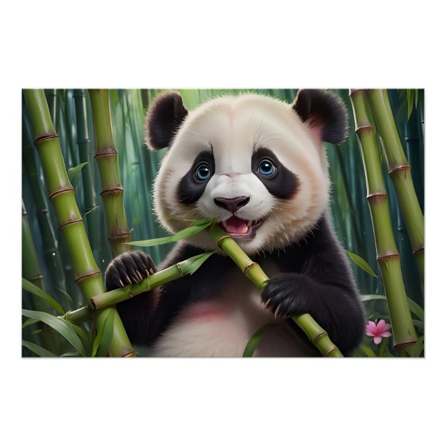 Póster Bamboo Comendo Panda Bonito (Frente)