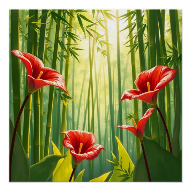 Póster bamboo forest with red callas (Frente)