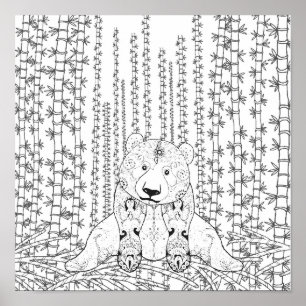 Póster Bamboo Panda Doodle 2