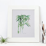 Poster Bambu botânico verde aquarela<br><div class="desc">Esta arte botânica é perfeita para quartos, banheiros, spa de bem-estar e áreas vivas na sua casa de praia tropical. Este impressão apresenta a minha mão original pintada de bambu de aquarela em tons de verde e turquesa com o menor toque de vermelho. Corresponde à minha coleção de decoração tropical....</div>
