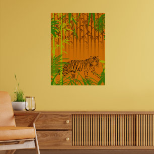 Poster Bambu tropical e leopardo