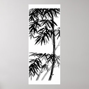 Poster Bambu - verde-oliva - bw