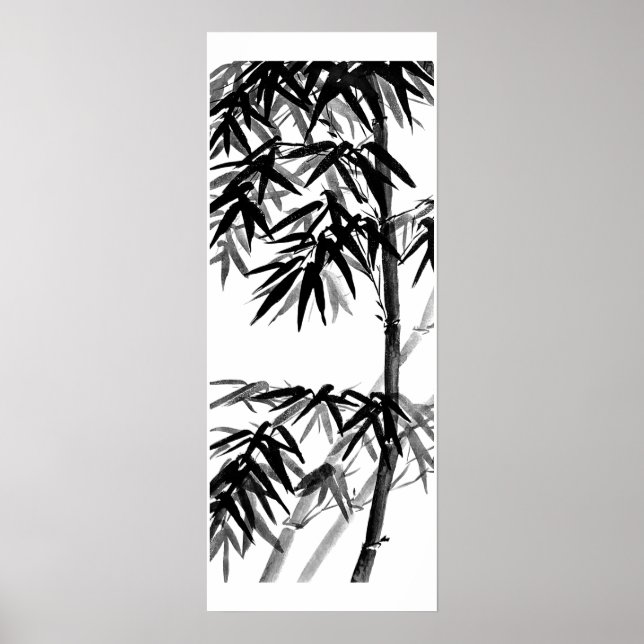 Poster Bambu - verde-oliva - bw (Frente)