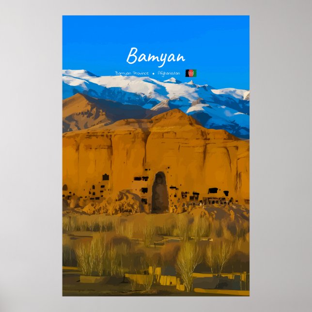 Poster Bamyan, Afeganistão - Vale do Penhasco de Buda (Frente)