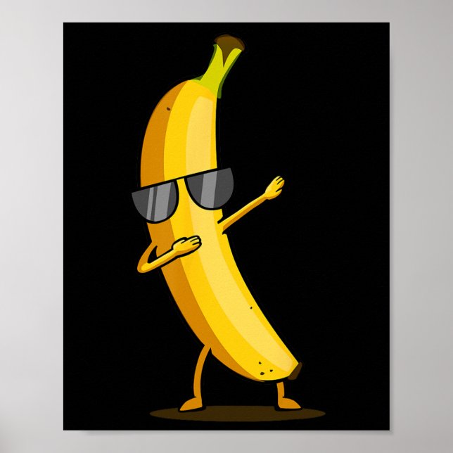 Poster Banana Amarela Dabbing - Fruta Dab Funny Dancing (Frente)