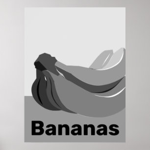 Poster Banana branca e preto clássico
