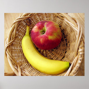 Póster Banana e Apple em uma cesta