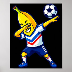 Poster Banana Engraçada Fazendo Dabbing Jogador de Futebo