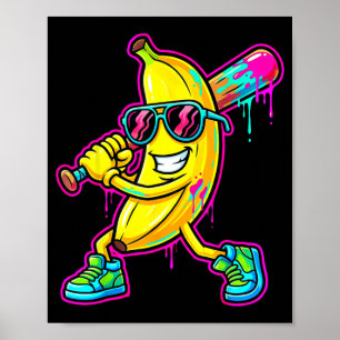Poster Banana engraçado beisebol gotejamento sorvete cria