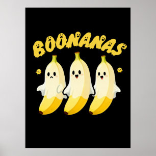 Poster Banana Ghost Funny Cute Halloween Fruta