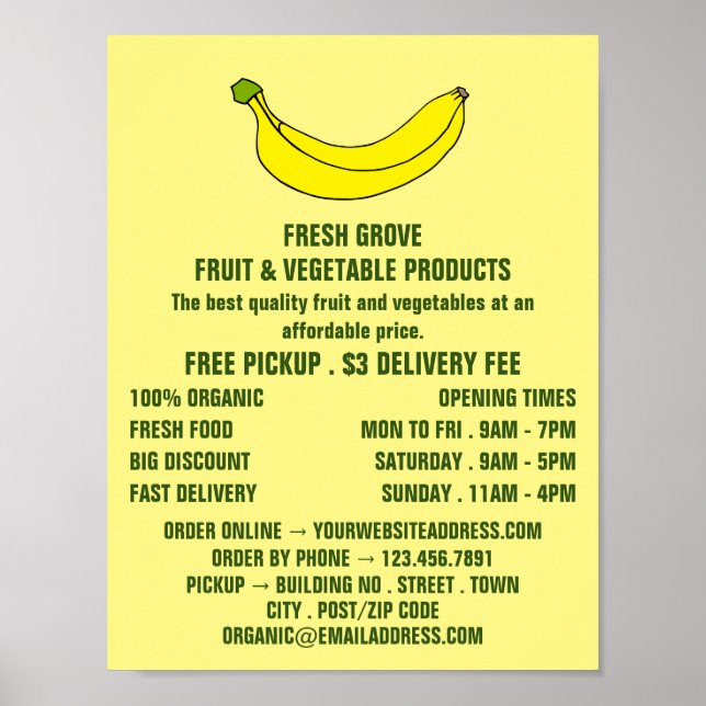 Poster Banana, Greengrocers Publicidade (Frente)