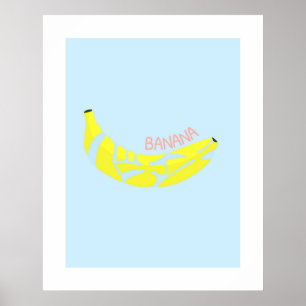 Poster Banana Word em Japonês, Kanji, Arte Word Hiragana