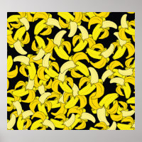 Bananas Amarelas Vintage: Fundo Negro