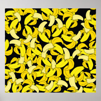 Poster Bananas Amarelas Vintage: Fundo Negro
