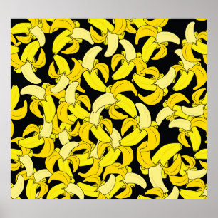 Poster Bananas Amarelas Vintage: Fundo Negro
