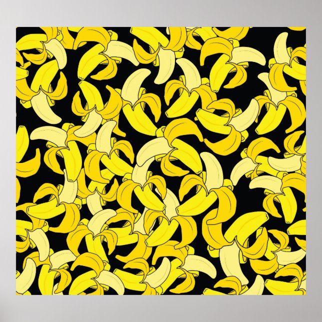 Poster Bananas Amarelas Vintage: Fundo Negro (Frente)