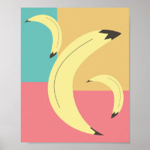 Bananas Retrô Formas Coloridas