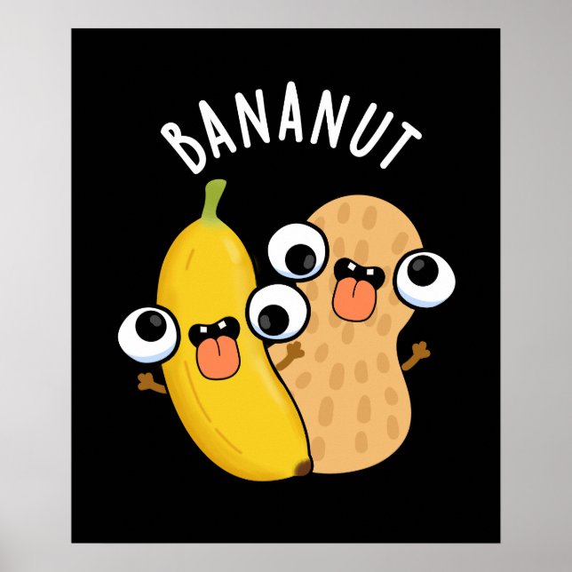 Poster Bananut Funny Fruta Banana Pun Dark BG (Frente)