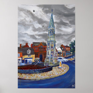 Poster Banbury Cross, Oxfordshire Colourful Original Art