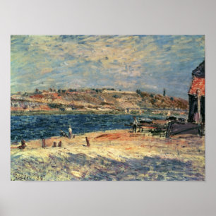 Poster Bancos de rio de Alfred Sisley   no Santo-Mammes